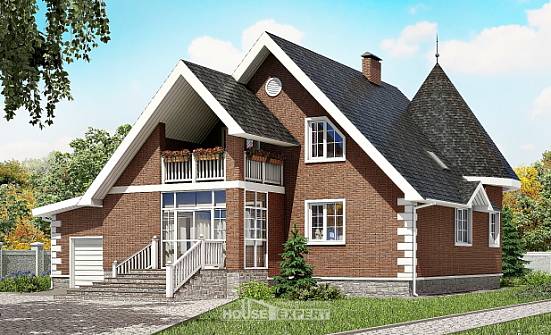 220-002-Л Проект двухэтажного дома с мансардным этажом, гараж, средний коттедж из пеноблока Щигры | Проекты домов от House Expert
