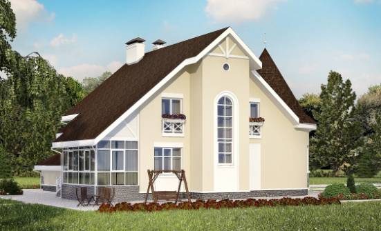 275-001-Л Проект двухэтажного дома с мансардой, гараж, огромный дом из кирпича Железногорск | Проекты домов от House Expert