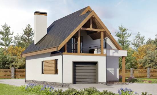 120-005-П Проект двухэтажного дома с мансардой и гаражом, доступный загородный дом из теплоблока Щигры | Проекты домов от House Expert