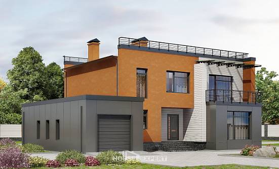 260-002-Л Проект двухэтажного дома, гараж, классический домик из керамзитобетонных блоков Курчатов | Проекты домов от House Expert