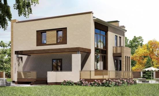 220-003-Л Проект двухэтажного дома, гараж, современный загородный дом из поризованных блоков Курчатов | Проекты домов от House Expert