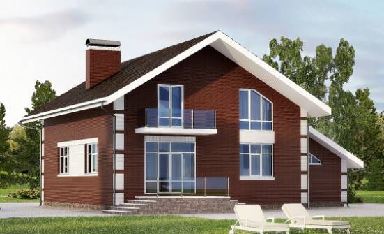 180-001-Л Проект двухэтажного дома мансардный этаж и гаражом, уютный загородный дом из бризолита Железногорск | Проекты домов от House Expert