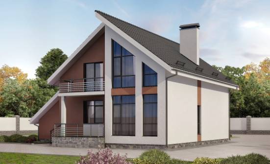 200-007-П Проект двухэтажного дома с мансардой и гаражом, просторный дом из теплоблока Курчатов | Проекты домов от House Expert