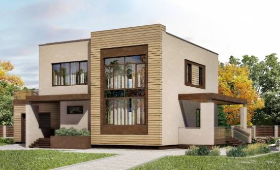 220-003-Л Проект двухэтажного дома, гараж, современный загородный дом из поризованных блоков Курчатов | Проекты домов от House Expert