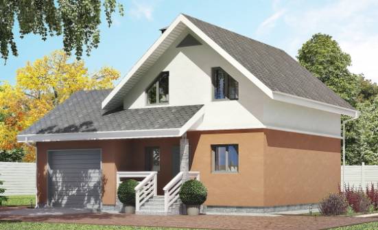 120-002-Л Проект двухэтажного дома с мансардным этажом, гараж, небольшой дом из бризолита Щигры | Проекты домов от House Expert