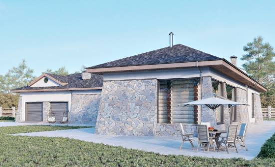 280-004-Л Проект одноэтажного дома и гаражом, классический загородный дом из блока Курчатов | Проекты домов от House Expert