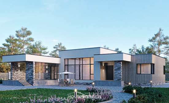 175-001-Л Проект одноэтажного дома, красивый коттедж из газосиликатных блоков Курчатов | Проекты домов от House Expert
