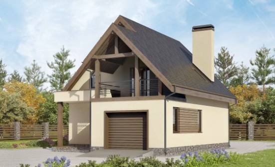 120-005-Л Проект двухэтажного дома с мансардой, гараж, недорогой дом из блока Курск | Проекты домов от House Expert