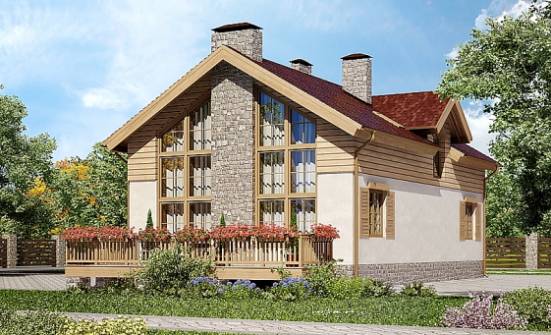 165-002-П Проект двухэтажного дома с мансардой, гараж, бюджетный коттедж из пеноблока Щигры | Проекты домов от House Expert