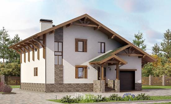 190-007-П Проект двухэтажного дома мансардой, гараж, просторный дом из кирпича Курчатов | Проекты домов от House Expert