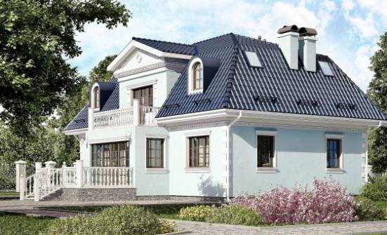 210-004-Л Проект двухэтажного дома с мансардой, классический коттедж из пеноблока Щигры | Проекты домов от House Expert