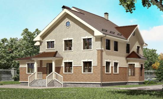 300-004-Л Проект двухэтажного дома, уютный коттедж из теплоблока Курчатов | Проекты домов от House Expert