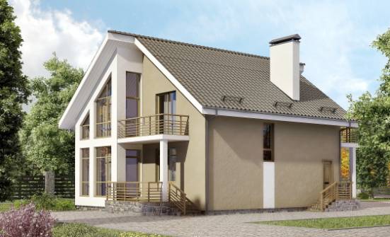 170-006-Л Проект двухэтажного дома с мансардой, классический коттедж из теплоблока Железногорск | Проекты домов от House Expert