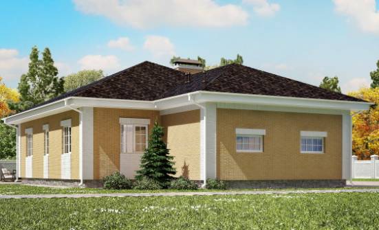 130-002-Л Проект одноэтажного дома, гараж, небольшой коттедж из бризолита Щигры | Проекты домов от House Expert