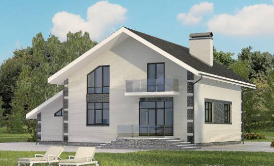 180-001-П Проект двухэтажного дома мансардой и гаражом, простой дом из теплоблока Курск | Проекты домов от House Expert