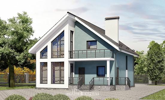 170-006-П Проект двухэтажного дома с мансардным этажом, бюджетный загородный дом из поризованных блоков Железногорск | Проекты домов от House Expert