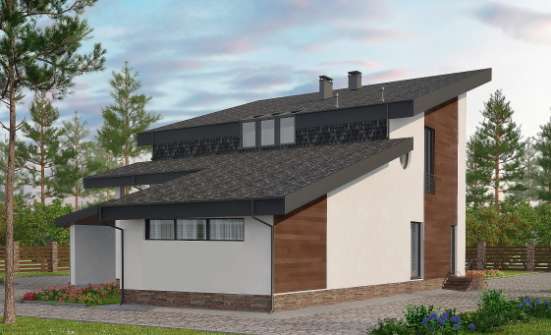 230-001-П Проект двухэтажного дома мансардой, уютный дом из кирпича Курск | Проекты домов от House Expert