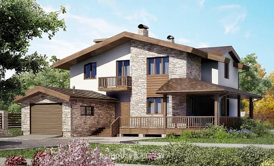 220-001-П Проект двухэтажного дома мансардой и гаражом, уютный загородный дом из арболита Курчатов | Проекты домов от House Expert