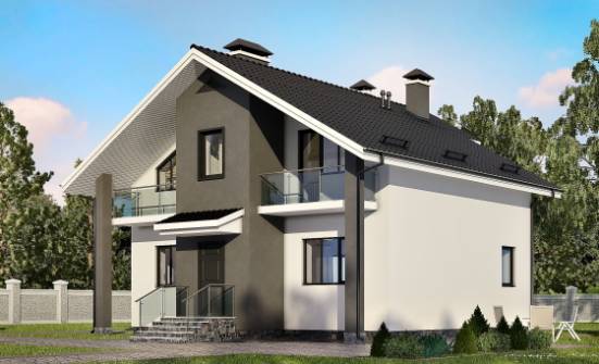 150-005-Л Проект двухэтажного дома мансардный этаж, бюджетный домик из поризованных блоков Железногорск | Проекты домов от House Expert