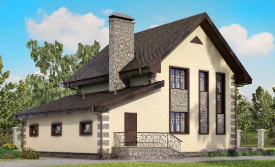 160-004-П Проект двухэтажного дома и гаражом, экономичный дом из газобетона Железногорск | Проекты домов от House Expert