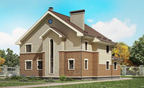 300-004-Л Проект двухэтажного дома, уютный коттедж из теплоблока Курчатов | Проекты домов от House Expert