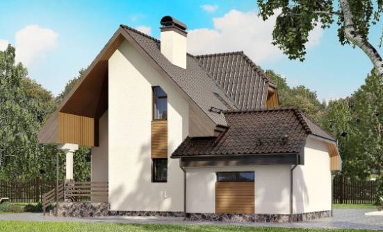 150-001-Л Проект двухэтажного дома с мансардой и гаражом, простой домик из поризованных блоков Щигры | Проекты домов от House Expert