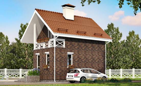045-001-Л Проект двухэтажного дома с мансардой, простой дом из блока Курчатов | Проекты домов от House Expert