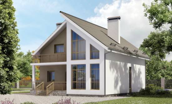 170-006-Л Проект двухэтажного дома с мансардой, классический коттедж из теплоблока Железногорск | Проекты домов от House Expert