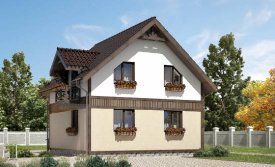 105-001-П Проект двухэтажного дома с мансардным этажом, классический коттедж из теплоблока Курск | Проекты домов от House Expert