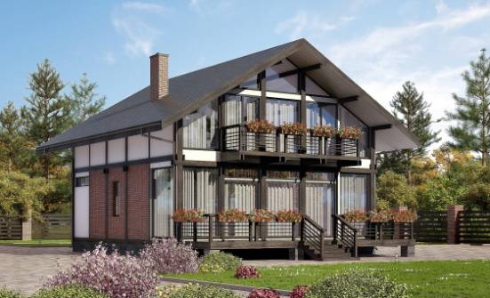 170-007-П Проект двухэтажного дома мансардой, экономичный домик из дерева Курчатов | Проекты домов от House Expert