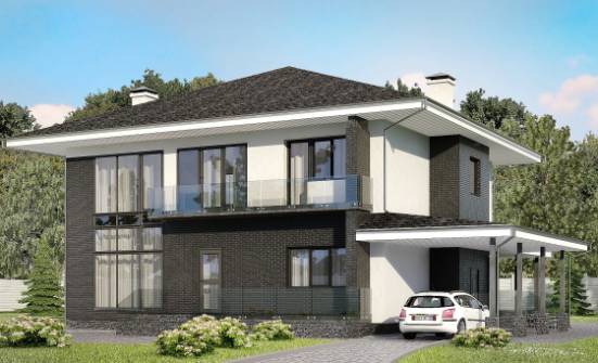 245-002-П Проект двухэтажного дома и гаражом, средний домик из керамзитобетонных блоков Щигры | Проекты домов от House Expert