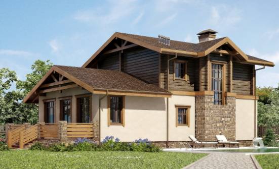 170-004-П Проект двухэтажного дома мансардой, гараж, уютный коттедж из бризолита из дерева Щигры | Проекты домов от House Expert