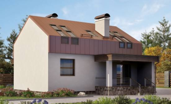 120-004-Л Проект двухэтажного дома мансардой, небольшой домик из бризолита Железногорск | Проекты домов от House Expert