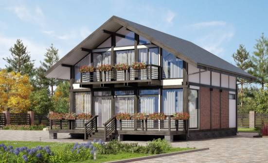170-007-П Проект двухэтажного дома мансардой, экономичный домик из дерева Курчатов | Проекты домов от House Expert