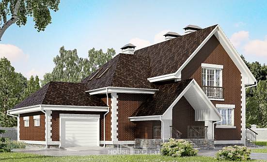 190-003-Л Проект двухэтажного дома мансардой, гараж, уютный коттедж из твинблока Курчатов | Проекты домов от House Expert