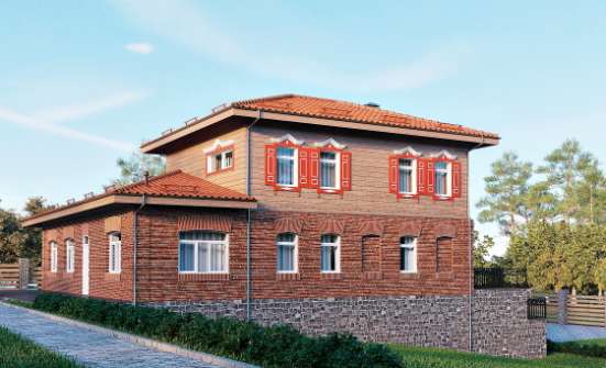 380-002-Л Проект трехэтажного дома и гаражом, красивый коттедж из кирпича Курчатов | Проекты домов от House Expert