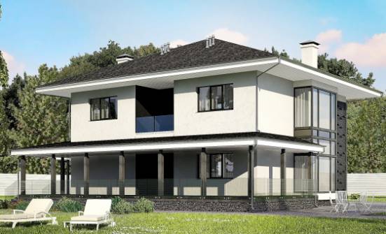 245-002-П Проект двухэтажного дома и гаражом, средний домик из керамзитобетонных блоков Щигры | Проекты домов от House Expert
