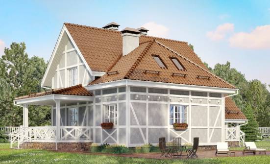 160-003-Л Проект двухэтажного дома с мансардой, небольшой коттедж из арболита Щигры | Проекты домов от House Expert