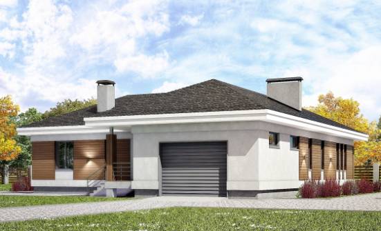 165-001-П Проект одноэтажного дома, гараж, классический дом из блока Курск | Проекты домов от House Expert