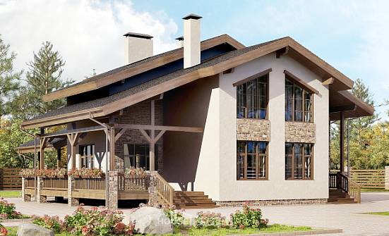 240-003-Л Проект двухэтажного дома мансардой, красивый домик из кирпича Курск | Проекты домов от House Expert