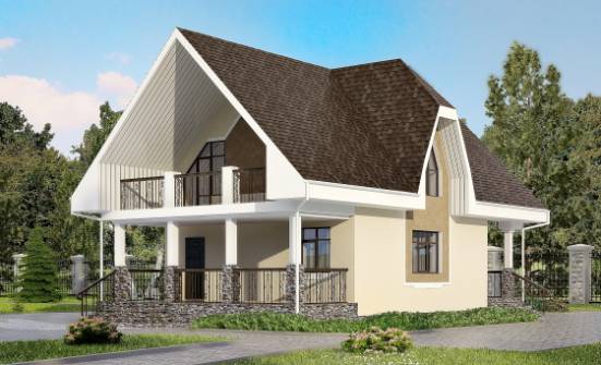 125-001-Л Проект двухэтажного дома мансардой, небольшой дом из теплоблока Курчатов | Проекты домов от House Expert