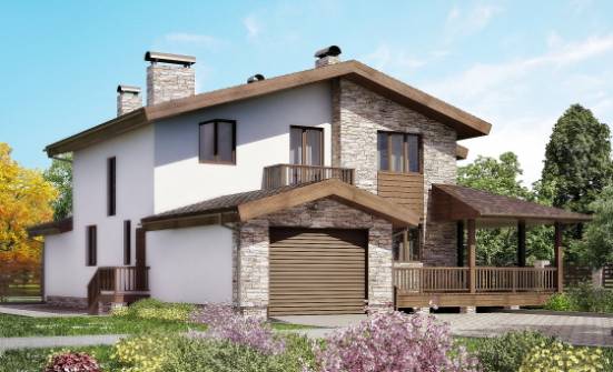 220-001-П Проект двухэтажного дома мансардой и гаражом, уютный загородный дом из арболита Курчатов | Проекты домов от House Expert
