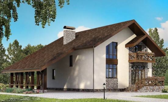 155-007-П Проект двухэтажного дома с мансардой, гараж, классический загородный дом из пеноблока Курчатов | Проекты домов от House Expert