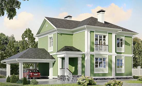 170-001-Л Проект двухэтажного дома, гараж, классический дом из твинблока Курск | Проекты домов от House Expert