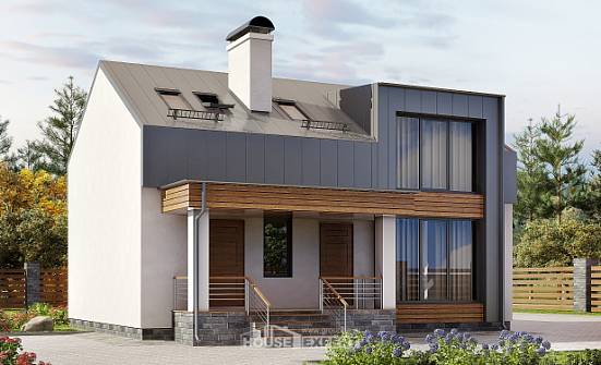 120-004-П Проект двухэтажного дома мансардный этаж, бюджетный коттедж из пеноблока Курск | Проекты домов от House Expert