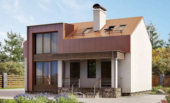 120-004-Л Проект двухэтажного дома мансардой, небольшой домик из бризолита Железногорск | Проекты домов от House Expert