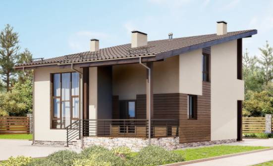 140-005-Л Проект двухэтажного дома мансардой, классический домик из керамзитобетонных блоков Курск | Проекты домов от House Expert