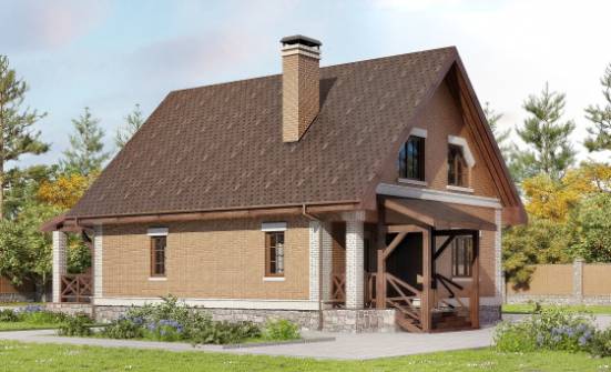 160-011-Л Проект двухэтажного дома с мансардным этажом, простой домик из блока Щигры | Проекты домов от House Expert