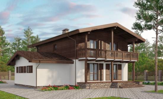 180-018-Л Проект двухэтажного дома с мансардой, гараж, недорогой домик из арболита Железногорск | Проекты домов от House Expert