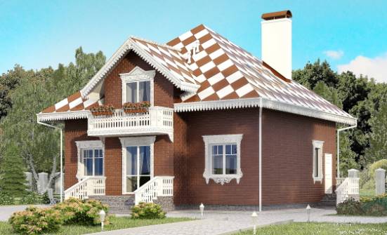 155-003-Л Проект двухэтажного дома мансардой, гараж, скромный загородный дом из теплоблока Железногорск | Проекты домов от House Expert